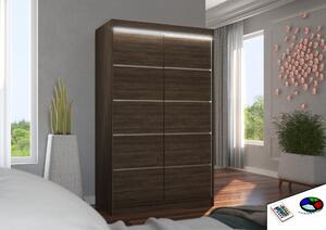 ADRK Šatní skříň posuvná s LED osvětlením BENISSO CH 120 L, choco
