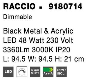 Nova Luce Stropní LED svítidlo RACCIO, 48W 3000K stmívatelné Barva: Černá