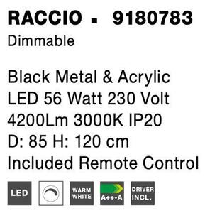 Nova Luce Závěsné LED svítidlo RACCIO, 56W 3000K vč. dálkového ovládání stmívatelné Barva: Černá