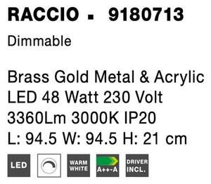 Nova Luce Stropní LED svítidlo RACCIO, 48W 3000K stmívatelné Barva: Zlatá