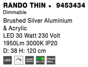 Nova Luce Závěsné LED svítidlo RANDO THIN, 30W 3000K stmívatelné Barva: Černá