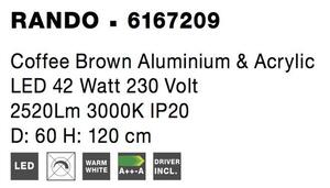Nova Luce Závěsné LED svítidlo RANDO, 42W 3000K Barva: Hnědá