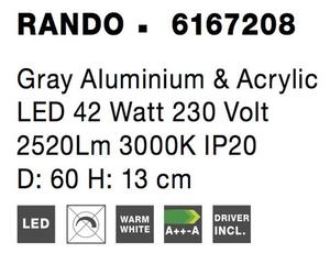 Nova Luce Stropní LED svítidlo RANDO, 42W Barva: Černá, Teplota světla: 3000K