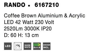 Nova Luce Stropní LED svítidlo RANDO, 42W Barva: Šedá, Teplota světla: 3000K