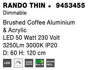 Nova Luce Závěsné LED svítidlo RANDO THIN, 50W, stmívatelné Barva: Černá, Teplota světla: 3000K - teplá bílá