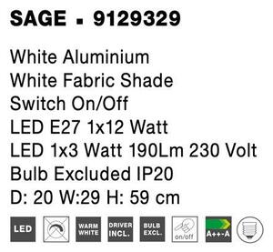 Nova Luce Nástěnné svítidlo SAGE, vypínač na těle E27 1x12W 1x3W čtecí lampička Barva: Černá