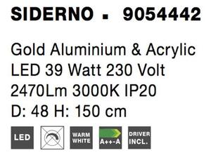Nova Luce Závěsné LED svítidlo SIDERNO zlatý hliník a akryl 39W 3000K
