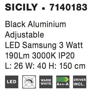 Nova Luce Stojací LED lampa SICILY černý hliník 3W 3000K