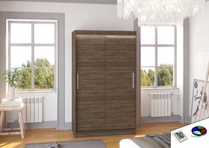 ADRK Šatní skříň posuvná s LED osvětlením COLLIN CH 120 L, choco