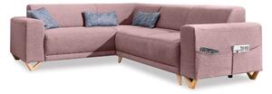 Růžová rozkládací/s úložným prostorem rohová pohovka (levý roh/do L) Classy Sophie – Miuform