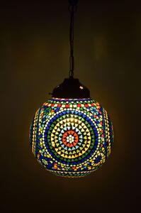 Kulatá skleněná mozaiková lampa, multibarevná, průměr 25cm, výška 28cm (6F)