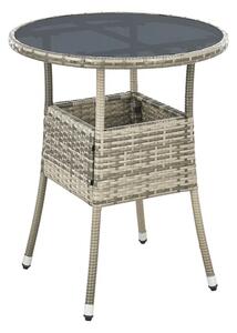 Polyratanový zahradní stolek Yoro, kulatý šedý 60 cm
