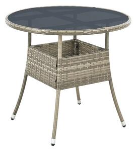 Polyratanový zahradní stolek Yoro, kulatý, šedý 80 cm