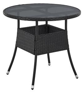Polyratanový zahradní stolek Yoro, kulatý, černý 80 cm