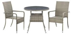 Polyratanový zahradní stolek Yoro, kulatý, šedý 80 cm