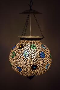 Skleněná mozaiková lampa, bílá, ruční práce, průměr 31cm, výška 32cm (4C)