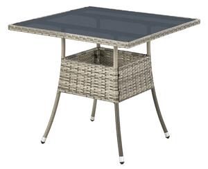 Polyratanový zahradní stolek Yoro, čtvercový, šedý 80x80