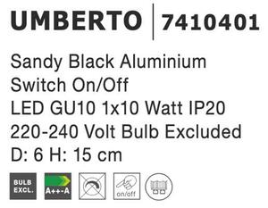 Nova Luce Bodové svítidlo UMBERTO, dotykový vypínač na těle GU10 1x40W Barva: Bílá