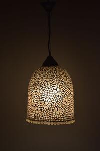 Skleněná mozaiková lampa, bílá, ruční práce, průměr 24cm, výška 33cm