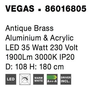 Nova Luce Závěsné LED svítidlo VEGAS, ø108cm, antický mosazný hliník, 35W 3000K