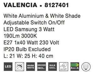 Nova Luce Nástěnné svítidlo VALENCIA, E27 1x40W 3W čtecí lampička / vypínač na těle Barva: Chrom