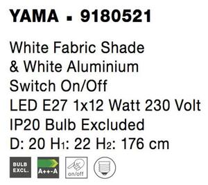 Nova Luce Stojací lampa YAMA, vypínač na těle E27 1x12W Barva: Bílá