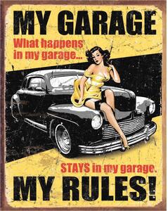 Plechová cedule My Garage My Rules 40 cm x 32 cm