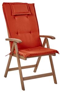 Sada 2 zahradních skládacích židlí z tmavého akáciového dřeva s červenými polštáři AMANTEA