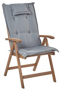 Sada 2 zahradních skládacích židlí z tmavého akáciového dřeva s šedými polštáři AMANTEA