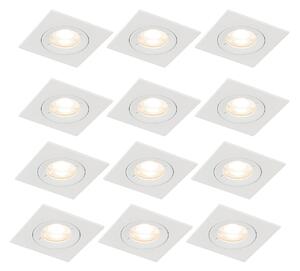 Sada 12 vestavných bodových svítidel bílých čtvercových GU10 50 mm IP44 - Xena