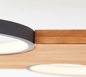 LED stropní světlo Cheesy ze dřeva, čtyři zdroje