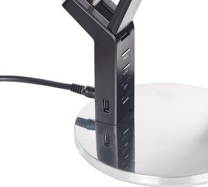Kovová stolní LED lampa s USB portem stříbrná CHAMAELEON