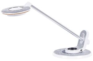 Kovová stolní LED lampa s USB portem stříbrná/ bílá CORVUS