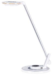 Kovová stolní LED lampa s USB portem stříbrná/ bílá CORVUS