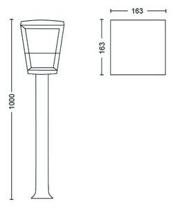 PH 17442/30/P7 Hue LED White and Color Ambiance Venkovní sloupkové svítidlo Philips Econic 17442/30/P7 černé 100cm 2200K-6500K RGB - PHILIPS HUE (915005732701)
