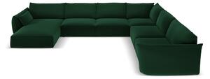 Tmavě zelená sametová rohová pohovka (pravý roh/do "U") Vanda – Mazzini Sofas