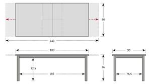 Doppler FIRENZE - zahradní hlinikový rozkládací stůl 180/240 x 90 x 75 cm