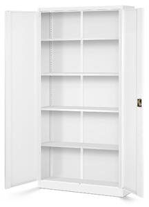 Plechová policová skříň JAN, 900 x 1850 x 400 mm, bílá