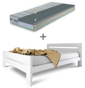 Masivní buková postel NEX 180 bílá + oboustranná matrace