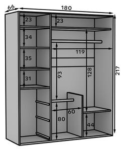 Šatní skříň s posuvnými dveřmi Leor - 180 cm Barva: Bílá