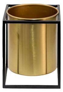 Zlatý dekorační obal na květináč v kovové konstrukci Boten - 14*14*16 cm