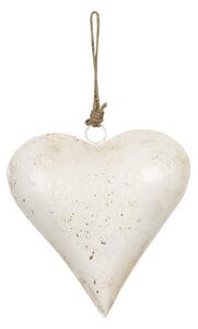 Závěsná plechová dekorace bílé srdce - 21*6*21 cm