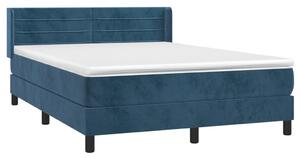 Box spring postel s matrací tmavě modrá 140x190 cm samet