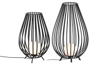 Sada stojacích lamp černá s opálem 110 cm a 70 cm - Angela