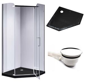 BPS-koupelny Pětiúhelníkový sprchový kout KZ91A 80x80 chrom/transparent + vanička ST07A BL černá