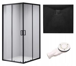 BPS-koupelny Čtvercový sprchový kout BL30B 90x90 černá/transparent + vanička RIKO černá
