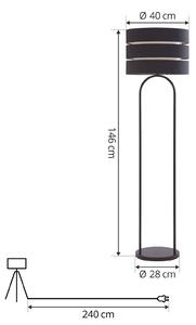 Stojací lampa Lindby Tsomo, Ø 40 cm, černá, tkanina, E27