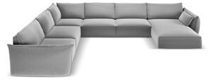Světle šedá sametová rohová pohovka (levý roh/do "U") Vanda – Mazzini Sofas