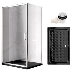 BPS-koupelny Obdélníkový sprchový kout KZ103A 100x80 chrom/transparent + vanička SXL03C BL černá
