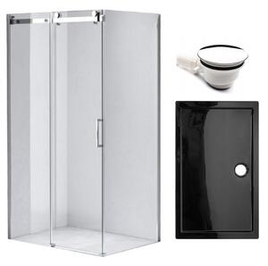 BPS-koupelny Obdélníkový sprchový kout KZ202B 110x90 chrom/transparent + vanička ST04B BL černá